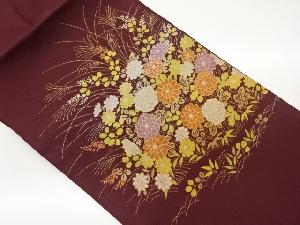 秋草模様織出し名古屋帯